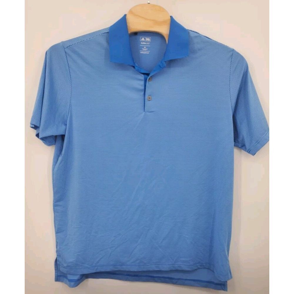 Adidas Climalite Short Sleeve Golf Polo Blue Striped Men's Size XL Lightweight